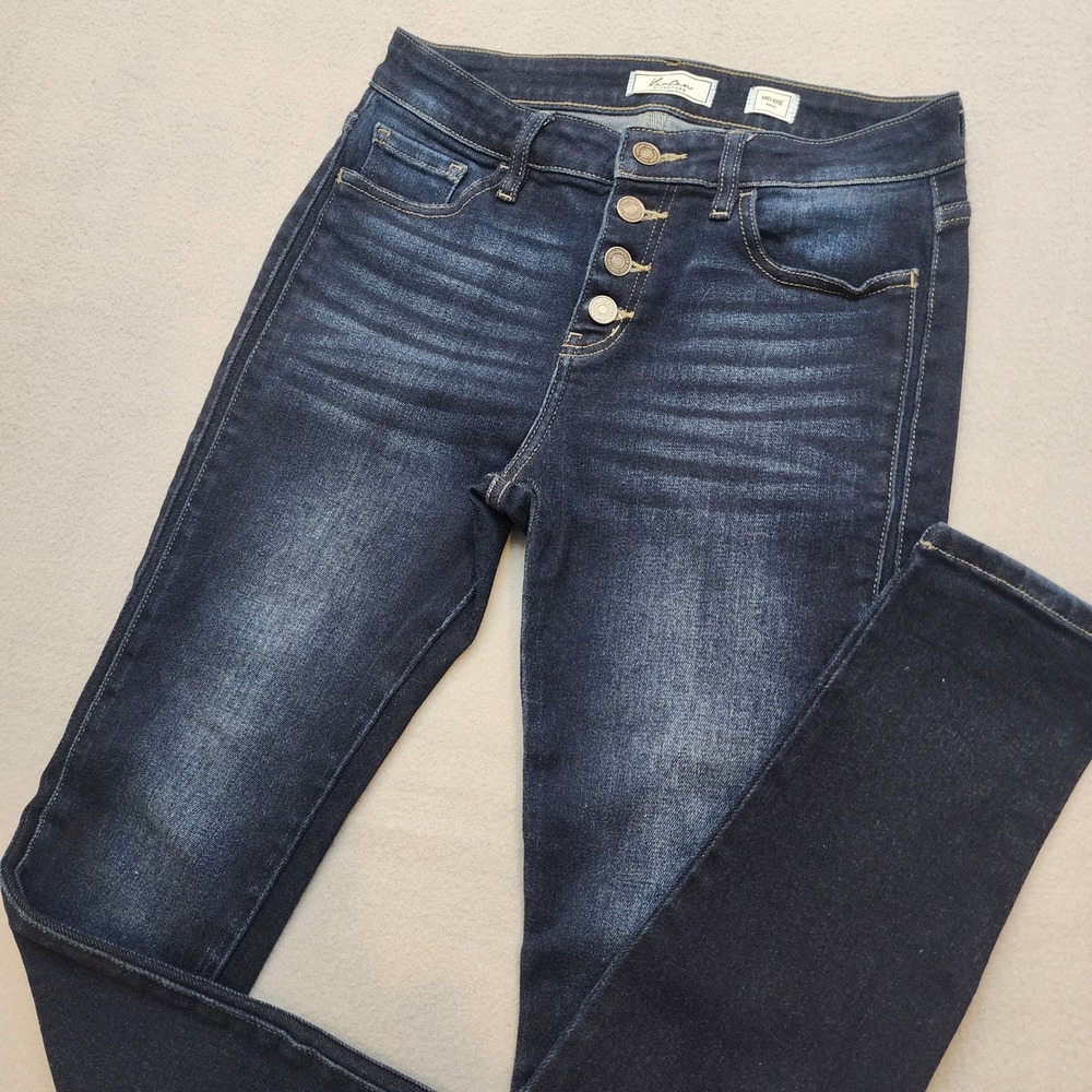 KanCan Signature Jeans Womens 27 Mid Rise Skinny Button Fly Dark Wash Stretch